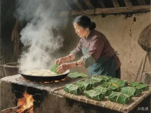 听竹山｜桐叶苞谷浆粑馍