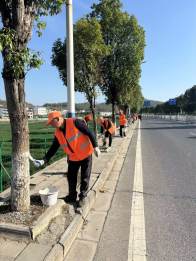 我县为国省干线行道树“披冬装”